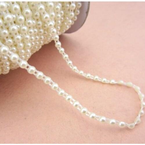 Free Shipping 5Meters 6mm Craft ABS Half Round Flatback Imitation Pearl Beads Chain For DIY Decoration