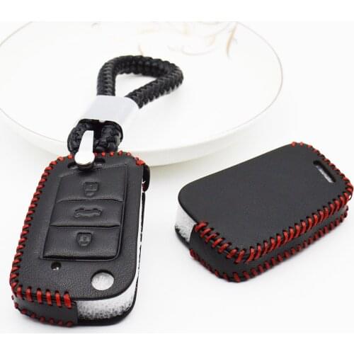 For VW Golf Key Bag Case Cover Keychain Genuine Leather Key Case Holder For Volkswagen VW Golf 7 GTI MK7 Polo Tiguan Passat 2018