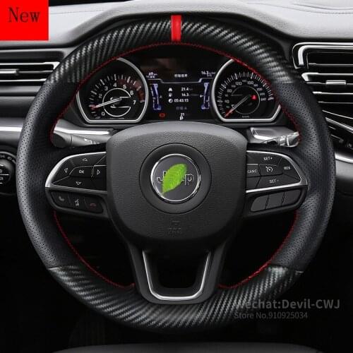 Car Steering Wheel Cover for Jeep Wrangler Compass Grand Commander Renegade Grand Cherokee Hand-Stitched Leather Carbon Fibre