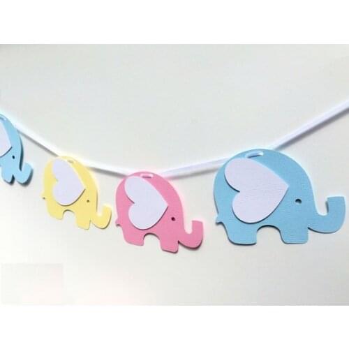 Custom color elephants first birthday banners wedding garlands baptism baby shower party decorations photobooth