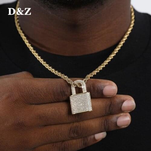 D&Z Hip Hop Iced Out Lock Shape Necklace Pendant Micro Pave AAAA+ Cubic Zirconia Shiny Colorful Mushroom Pendant For Man /Women