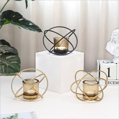 Ins Style Tea light Holder Steel with Glass Cup Candle holder Classic Iron Decor Lantern Christmas Party Decor