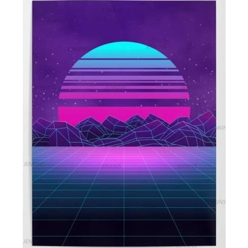 Synthwave Vaporwave Art Landscape No Frame Canvas Poster Painting Wall Art Decor Living Study Home Decoration Prints Jenkins