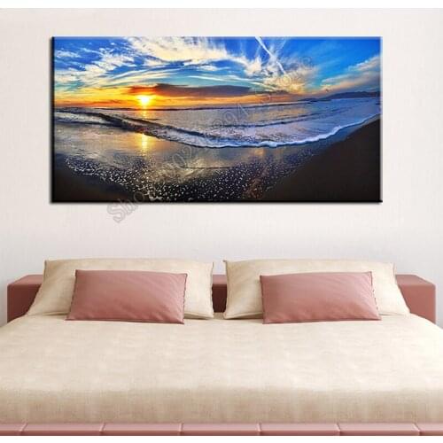 Round Diamond Painting Natural scenery, sunset beach Full square Rhinestone of Picture Diamond mosaic Valentines Day giftFF3921