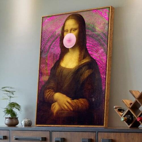 Classic Mona Lisa Pink Bubble Abstract Oil Painting on Canvas Posters and Prints Art Wall Pictures For Living Room Cuadros