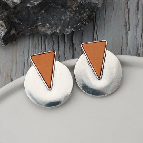 Lifefontier Punk Silver Color Metal Drop Earrings for Women Geometric Round Triangle Stone Dangle Earrings Korean Jewelry 2021