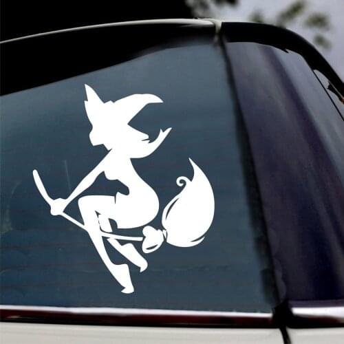 Lovely Witch Stickers On The Car Fashion Vinyl Car Decorative Accessories Black/White