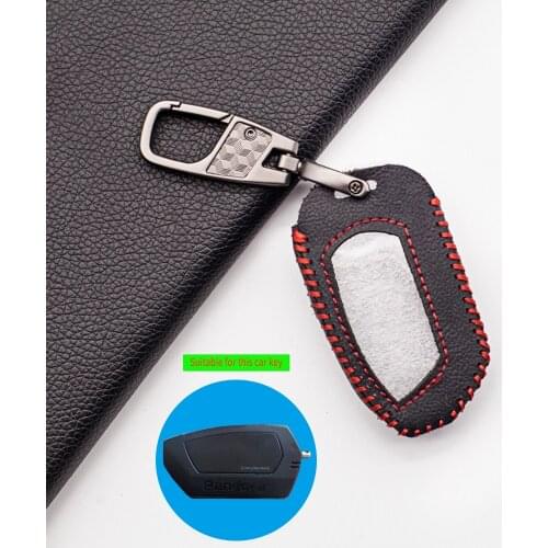 Fashion Leather Key Case Protector Cover Keychain for Pandora DXL 4950 DX-90BT DX-91 DX9X LCD Two Way Car Alarm Remote Control