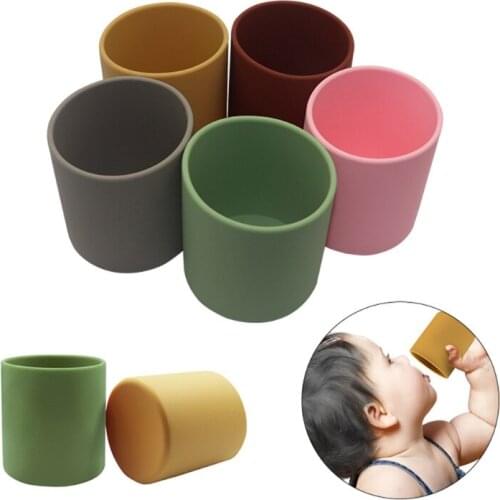 BPA-free Baby Silicone Water Cup Portable Kids Heat-resistant Training Drinkware 97BC