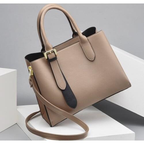 2020 new womens bag PU leather solid color soft leather bag mother middle-aged womens bag messenger bag handbag