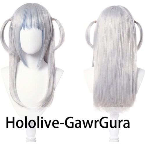New Arrival Hololive English VTuber Gawr Gura Cosplay Wig Cute Wig Heat Resistant Synthetic Hair Carnival Halloween Party Props