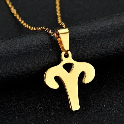 KARAIRIS 12 Zodiac Necklace Jewelry Virgo Taurus Leo Gemini Pendant Bijoux Gold Stainless Steel Womens Constellation Necklaces