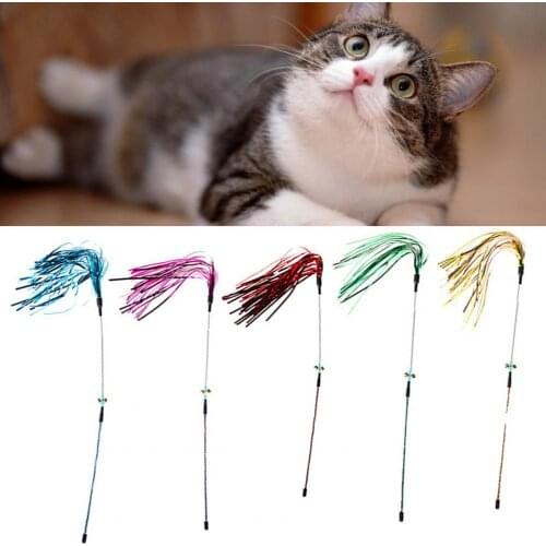 Plastic Useful Attractive Teaser Stick Safe Cat Wand Toy Interactive for Indoor