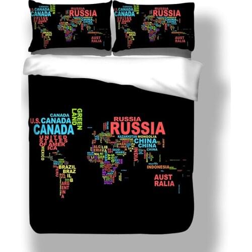 Bedspreads Black/Blue Map Bedding Set 3pcs with Pillow Cover Duvet Cover Comforter Bedding Sets Bohemian Mandala Bedclothes