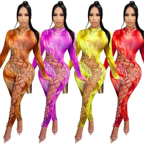 Custom Hollow Out Jumpsuits Womens Rompers Sexy Club Dresses Women One Piece Bodysuits for Ladies