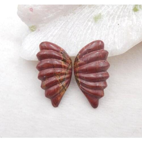 Sale 1pair Natural Stone Multi-Color Picasso Jasper Cabochons 33x18x5mm 7g Carving Wings Cabochons For Women