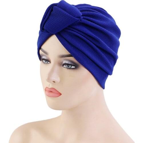 Ethnic Solid Color Knot Turban Caps For Women Muslim Headwear Hijab Cap Islamic Head Wrap Turbante Bonnet Indian African Hat