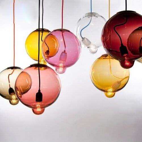 LED Pendant Lights Glass Shade Creative Vintage Style White/Red/Blue/Yellow 1PCS for Children Bedroom