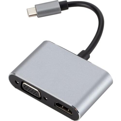 USB 3.1 Type C To VGA Multiport Adapter USB C To HDMI-compatible 4K UHD Converter Ports HUB Charging Adapter