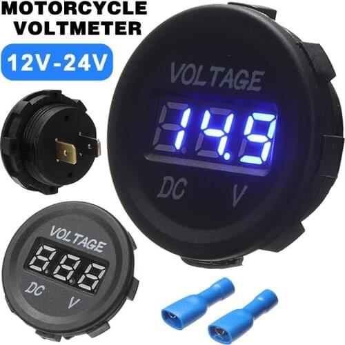 Brand New 12V-24V Motorcycle Voltmeter Mini LED Digital Waterproof Display Voltage Meter Suitable For Yacht Boat ATV Truck