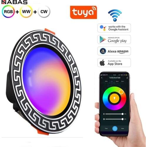 NABAS Tuya WiFi Smart Downlight RGBCW Led Recessed Smart Dimmable Ceiling Voice Control Cooperates With Alexa Google Home