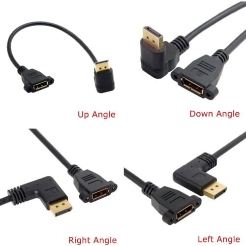 Up & Down & Left & Right angled DisplayPort DP male to DP female with screw holes video Cable Display Port 2560*1600 for desktop