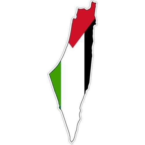 Funny Car Sticker PVC 12cm X 4cm Palestine Gazza Jews Flag Map Car Styling Motorcycle Decorative Accessories Decals