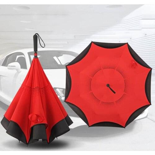 Folding direction umbrella double inverted C holding bracket male and female rainproof windproof rolling direction umbrella