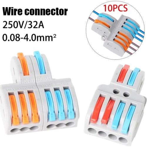 10PCS/Lot FD-42/62 Mini Fast Wire Connector Universal Wiring Cable Connector Push-in Conductor Terminal Block