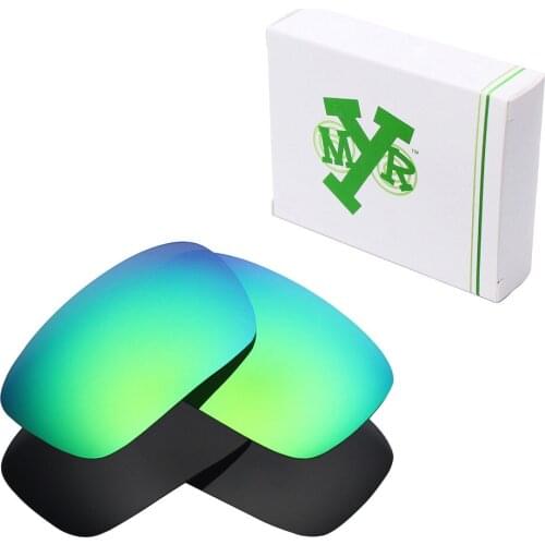 2 Pairs Mryok POLARIZED Replacement Lenses for Oakley Badman Sunglasses Stealth Black & Emerald Green