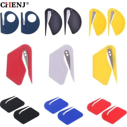 2pcs/1pc Plastic Letter Opener Mini Sharp Letter Mail Envelope Opener Safety Papers Guarded Cutter Blade Office Equipment