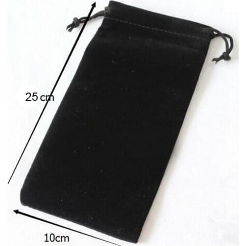 20pcs/lot 10x25cm Black/Silver Gray Drawstring Velvet Bag Wine Bottle Bags For Christmas Gift Packaging Bag Can Print Logo