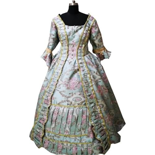 2020 New blue victorian Halloween Cosplay dress Colonial Georgian Renaissance Gothic Historical dress D-386