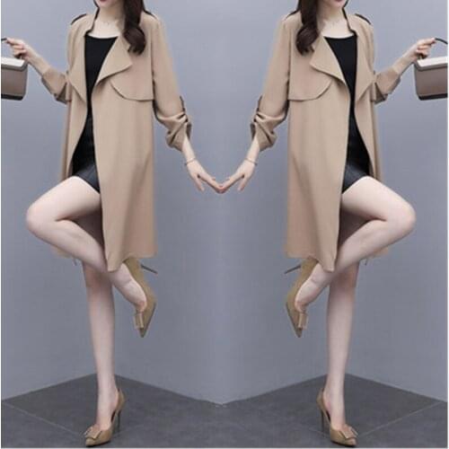 2020 Spring Autumn Korean Fashion Windbreaker Temperament Popular Thin Coat New England Style Long Casual Turn-down Collar Jacke