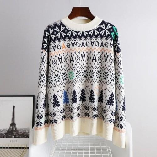 2020 Winter Sweater Long Sleeve Sweater Fashion Womens Women Knitted Pullover Long Sleeve Jumper Women Christmas