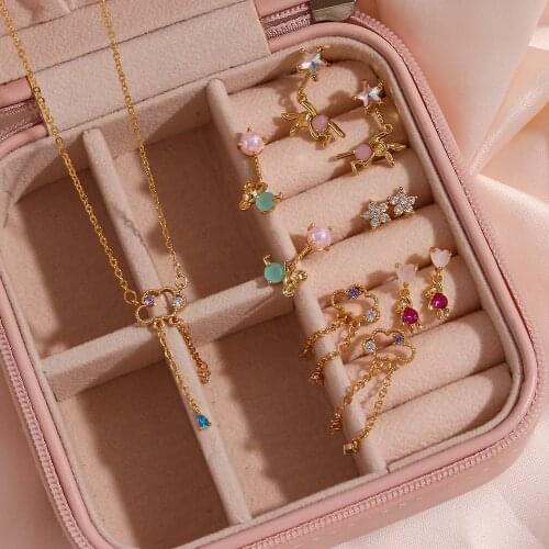 2021 Summer Cute Korean Fashion Girls Hypoallergenic Colorful Crystal Jewelry Could Tassel Bear Koala Rabbit Stud Earring