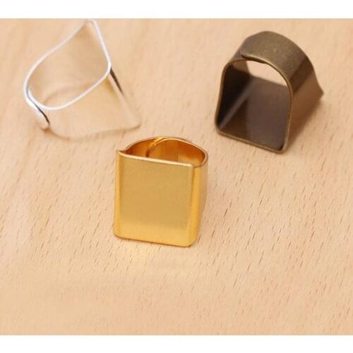 20pcs19x20mm Blank Ring Settings Square Bases Flat Glue Pad Adjustable Mens Jewelry Metal Ring Jewelry Findings