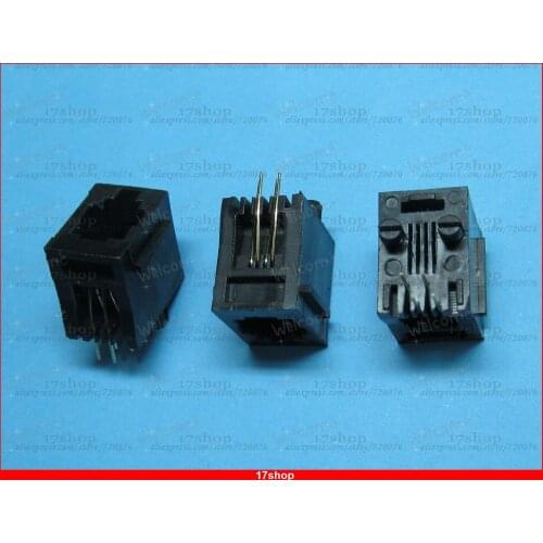 240 Pcs Black 4P4C With flange Top entry Modular Network PCB Jack Connector