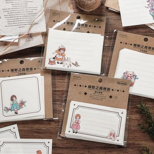 30 Sheets Vintage No-sticky Cute Cartoon Girl Memo Pad for To Do List Reminders Diary Planner Scrapbooking Decoration Stationery