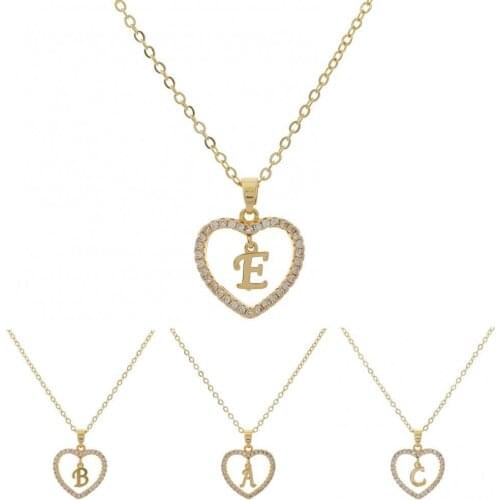 50%HOT Women A to Z Capital Letter Heart Initial Pendant Necklace Jewelry Accessory