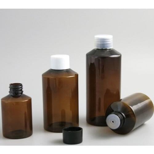 50 x 50ml 100ml 150ml 200ml High Quality PET Amber Perfume Bottle 50cc Round Shoulder Smooth Plastic Cap Fragrance Container