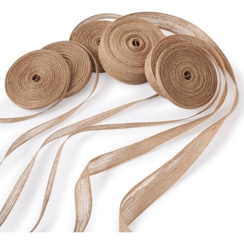 6 Rolls Burlap Fabric Ribbon 6mm 10mm 21mm 30mm for Gifts Wrapping Wedding Party Home Holiday Decoration Crafts Making