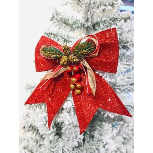 6pcs Christmas Bows Christmas Tree Decoration Ornament Handmade Plaid Bowknot New Year Home Decor Gift Wrapping Bows for Craft