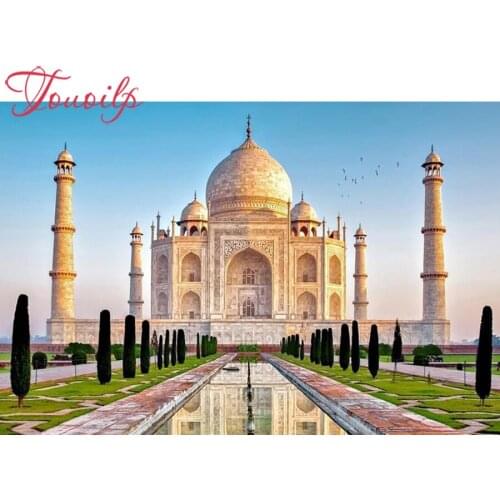 TOUOILP DIY Diamond Embroidery Taj Mahal 5D diy Diamond Painting Cross Stitch night Diamond Mosaic picture Home Decoration