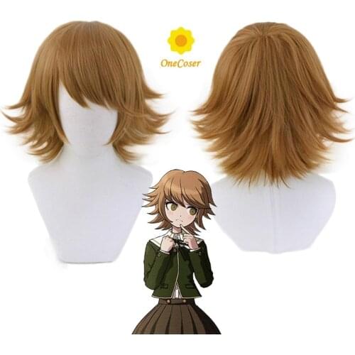 Anime Danganronpa Chihiro Fujisaki Cosplay Wig Short Brown Wig Dangan Ronpa Synthetic Hair + Free Wig Cap Party Role Play