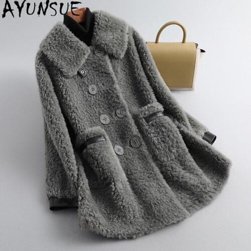 AYUNSUE Winter Sheep Shearling Coat Women Autumn 2021 Fur Coats Female Real Wool Jackets Korean Style Jaqueta Feminina Gxy183