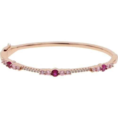 Free shipping Elegant Trendy Womens/Girls Rose Gold Color Clear pink CZ Crystal Twist Bracelets & Bangles Jewelry Gifts