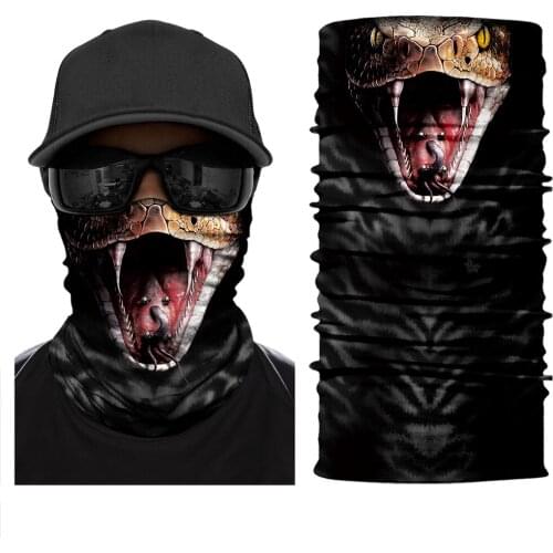 3D Seamless Bandana Animal Neck Warmer Tube Buff Gaiter Cosplay Halloween Headband Balaclava Bicycle Headwear Snood Scarf Snake