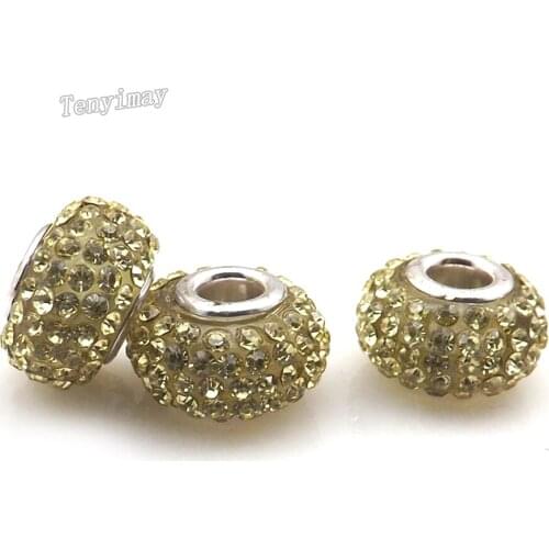 12pcs/lot Bling Bling Gold Color Crystal Charm Beads For Xmas Jewelry Making