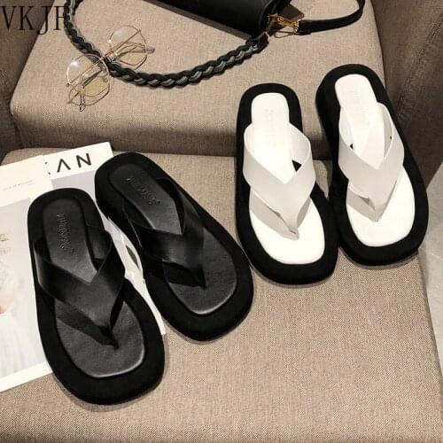 Black/white Mixed Color Thick Bottom Flip Flops Women Famous Designer Clip Toe Slippers Ladis Platform Jandal Slides Beach Shoes